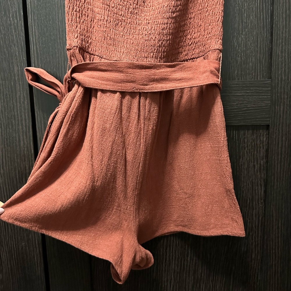 Terracotta Linen Mini Romper - Picture 5 of 12